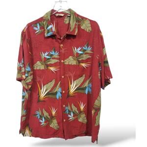 Paradise Collection Mens SZ XL Silk Hawaiian Button Down Shirt Short Sleeve
